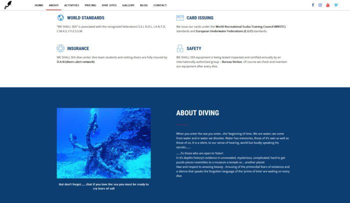 WE SHALL SEA DIVING CENTER | Ιστοσελίδα 2